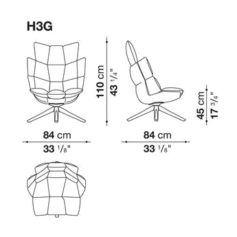 B&B Italia H3G Husk Swivel Lounge Armchair Snug Sides Headrest
