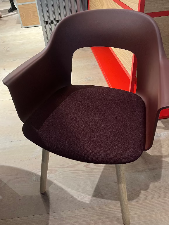 Hay Layout armchair in deep red on a wooden floor at Hay house 2025 3daysofdesign