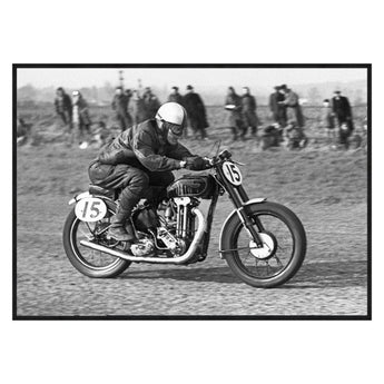 Innes Heritage Motorcycle Racing Brough 1949 Framed 70x50cm Art Print Black Matt Frame