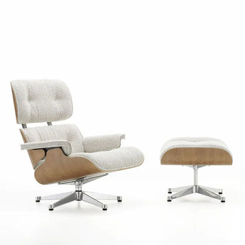 Vitra Eames Lounge Chair & Ottoman White Pigmented Walnut