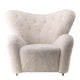 Audo The Tired Man Lounge Chair and Ottoman in Moonlight sheepskin – front view