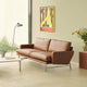 Fritz Hansen PK61A Square Coffee Table 120cm — lifestyle, living room with tan Lissoni sofa