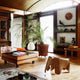 Vitra Fan Wall Clock — lifestyle, with Eames Elephant, Eames House Bird, and Akari Light