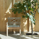 Skagerak Drachmann Dining Chair Cushion in Light Apricot/Dark Green Stripe — lifestyle, with Drachmann Chair