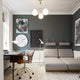 Louis Poulsen PH 3½-2½ Glass Table Lamp — lifestyle, scandi living room, AJ floor lamp, VL pendant, Series 7 AJ office chair. modern home office