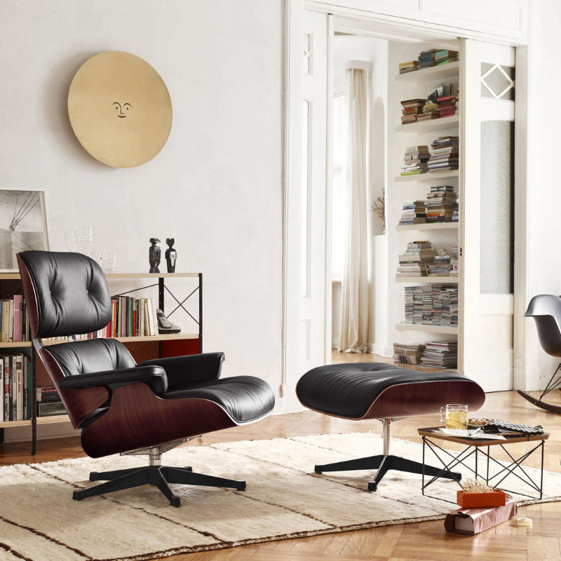 Vitra Eames Lounge Chair with Ottoman — lifestyle, with LTR Occasional Table