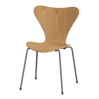 Fritz Hansen 3107 Series 7 Dining Chair Oak Veneer Seat Silver Grey Base