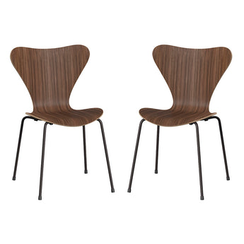 Fritz Hansen 3107 Series 7 Dining Chair Walnut Veneer Warm Graphite Legs Set of 2