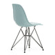 Vitra Eames Plastic Side Chair RE DSR Seat Upholstery in Light Blue — packshot, rear three-quarter view