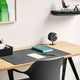 Vitra Night Desk Clock Black — lifestyle, with Compas Direction desk, HAL Studio Armchair and Toolbox
