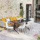 Vitra HAL RE Tube Soft Seat in White — lifestyle, terrace, with Vitra Belleville Table Rectangular