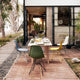 Vitra Eames Plastic Side Chair RE DSR Colours — lifestyle, outdoor, with Vitra Eames Wire Chair DKR