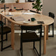 Artek Aalto Square Dining Table 84 — lifestyle, with Artek Half Round Table 95 and Atelier Chair