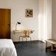Carl Hansen AB019 Wall Desk with AB020D drawer and AB020S support in Oak Lacquer — lifestyle shot with VLA26T chair