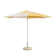 HAY Terrazza Parasol Hexagon 300cm in Off-White and Ochre — packshot, with Terrazza Parasol Base 35kg Concrete Stone