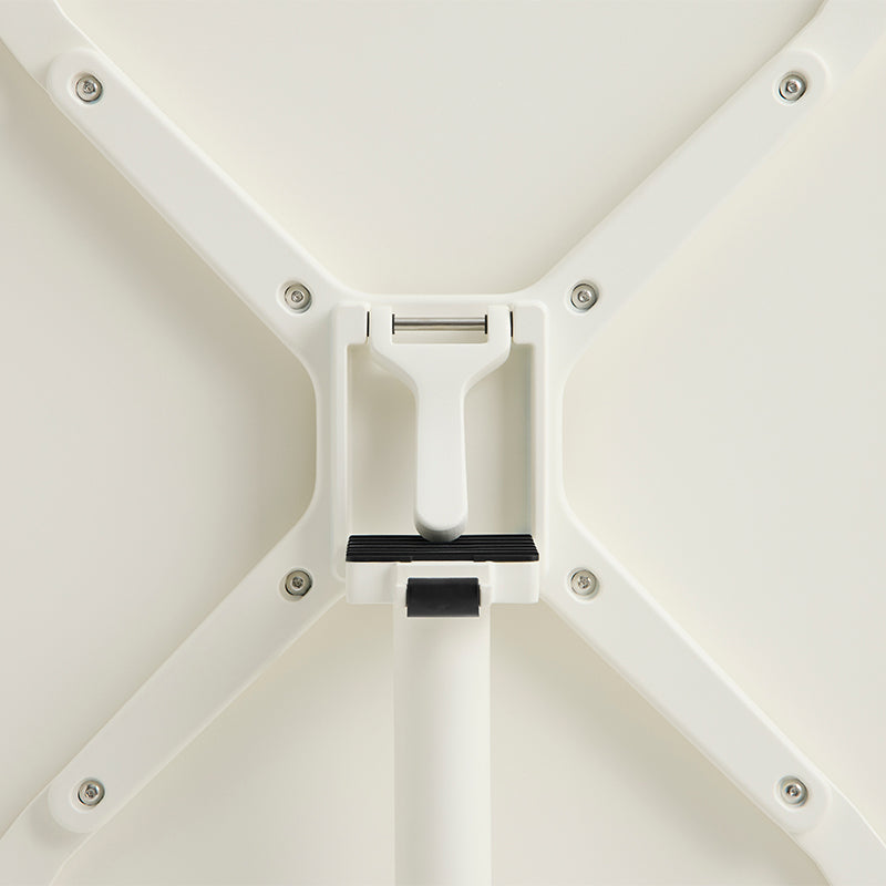 HAY Deville Round Tilt-Top Dining Table 80cm in Cream White — detail, tilting top mechanism 1