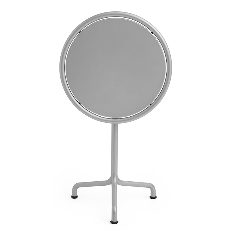 HAY Deville Round Tilt-Top Dining Table 55cm in Silver Grey — front view, tilting top