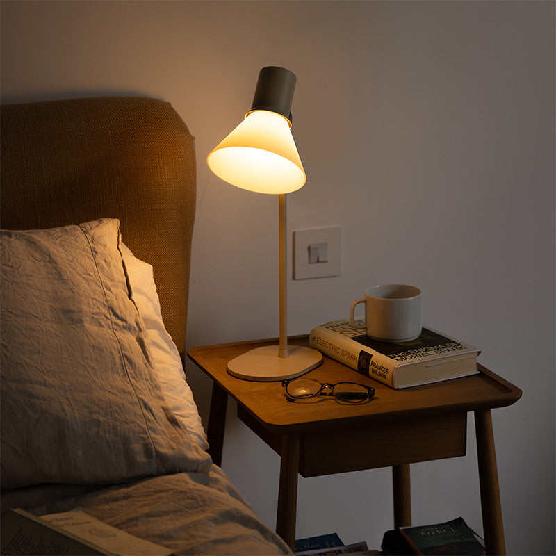Anglepoise Type 80 T1 Table Lamp in Pale Putty Opal Glass — lifestyle, bedroom