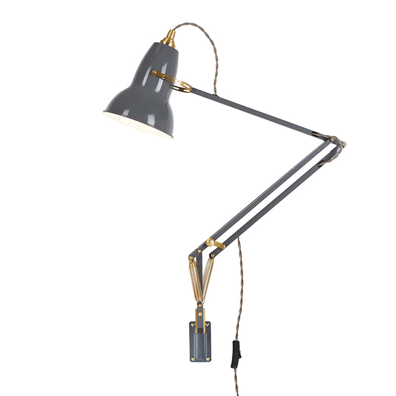 Anglepoise Original 1227 Brass Wall Mounted Lamp in Elephant Grey — packshot