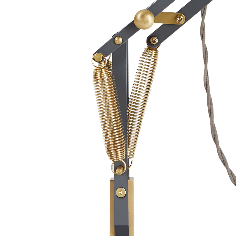 Anglepoise Original 1227 Brass Wall Mounted Lamp in Elephant Grey — packshot, detail