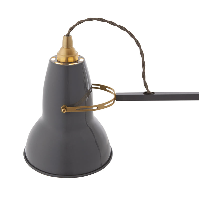 Anglepoise Original 1227 Brass Wall Mounted Lamp in Elephant Grey — packshot, detail