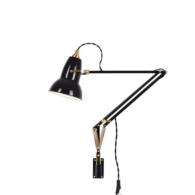 Anglepoise Original 1227 Brass Wall Mounted Lamp in Jet Black — packshot, detail