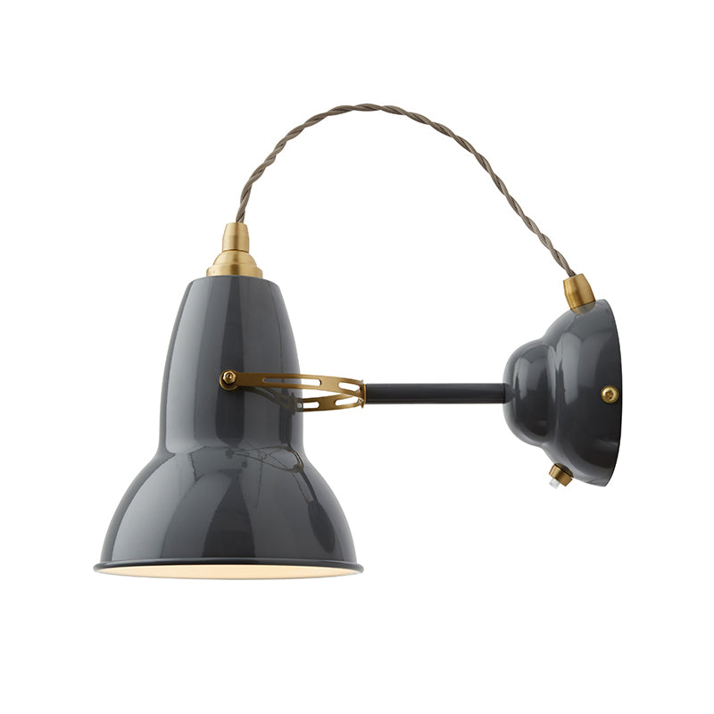Anglepoise Original 1227 Brass Wall Lamp in Elephant Grey — packshot, detail