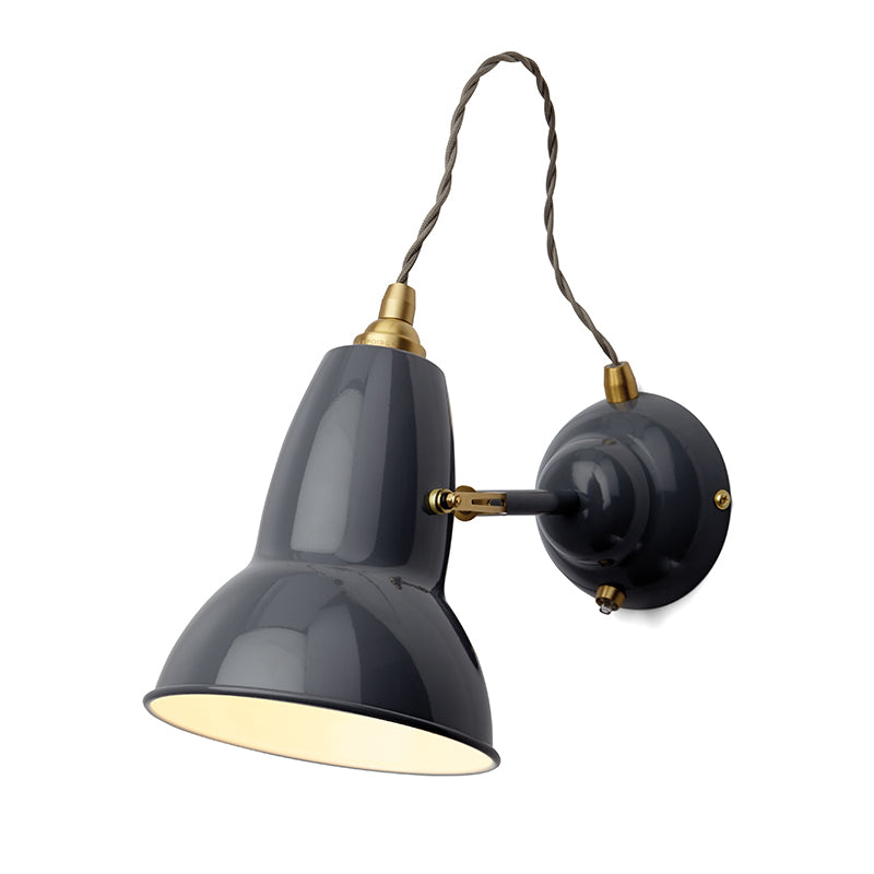 Anglepoise Original 1227 Brass Wall Lamp in Elephant Grey — packshot, detail