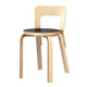 Artek 65 Dining Chair in Natural Lacquered, Black Linoleum Seat — packshot