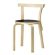 Artek 68 Dining Chair in Natural Lacquered, Black Linoleum Seat — packshot