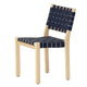 Artek 611 Dining Chair in Natural Lacquered Birch, Black/Blue Webbing — packshot