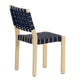 Artek 611 Dining Chair in Natural Lacquered Birch, Black/Blue Webbing — packshot, detail