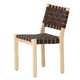 Artek 611 Dining Chair in Natural Lacquered Birch, Black/Brown Webbing — packshot