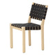Artek 611 Dining Chair in Natural Lacquered Birch, Black/Black Webbing — packshot
