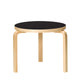 Artek 90D Low Table, Legs & Edge Band Clear Lacquer, Top Black Linoleum — packshot