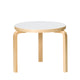 Artek 90D Low Table, Legs & Edge Band Clear Lacquer, Top White HPL — packshot