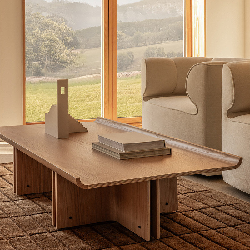 Audo Conrad Lounge Table — lifestyle, with Tile Rug, Eave Seamline Lounge Chair