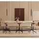 Audo Eave Dining Sofa — studio, with Harbour Column Dining Table, Tubulaire Pendant Large, Afteroom Dining Chair