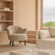 Audo Offset 2 Seater Sofa in Bouclé — lifestyle, with Ingeborg Lounge Chair and Plinth Low