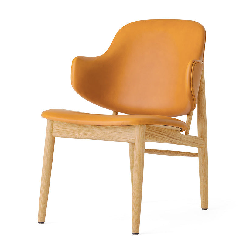 Audo The Penguin Wooden Lounge Chair Upholstered in Aida Cognac, Natural Oak — packshot