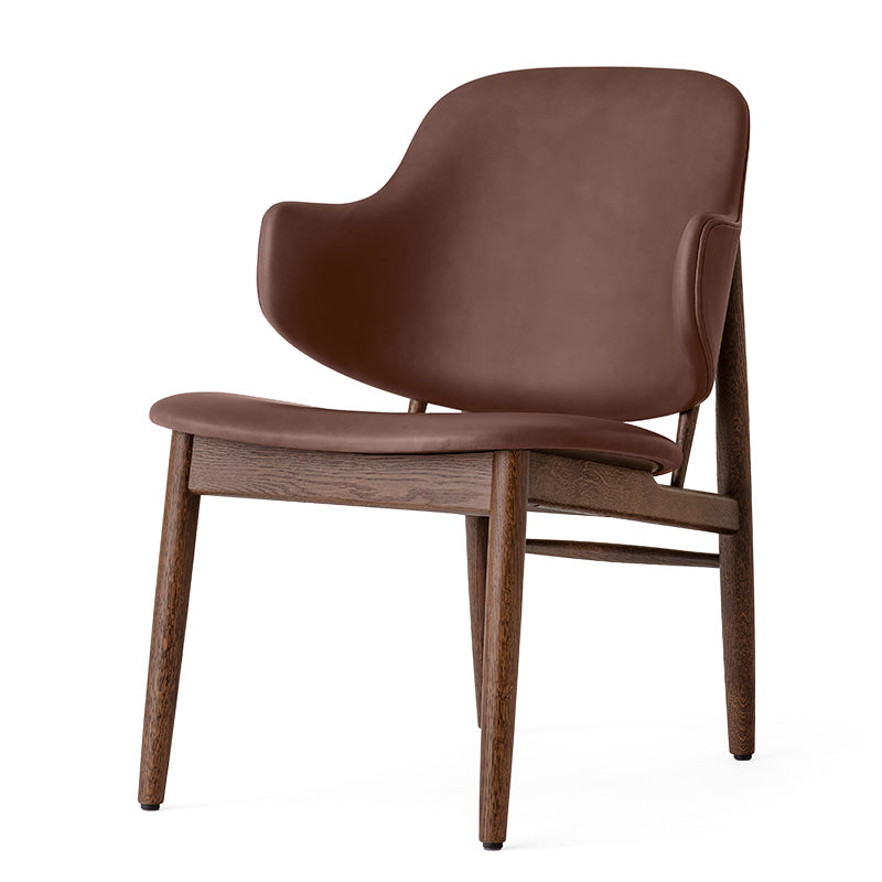 Audo The Penguin Wooden Lounge Chair Upholstered in Aida Brown, Red Stained Oak — packshot
