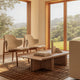 Audo Conrad Lounge Table — lifestyle, with Penguin Wooden Lounge Chair, Tile Rug, Eave Seamline Lounge Chair