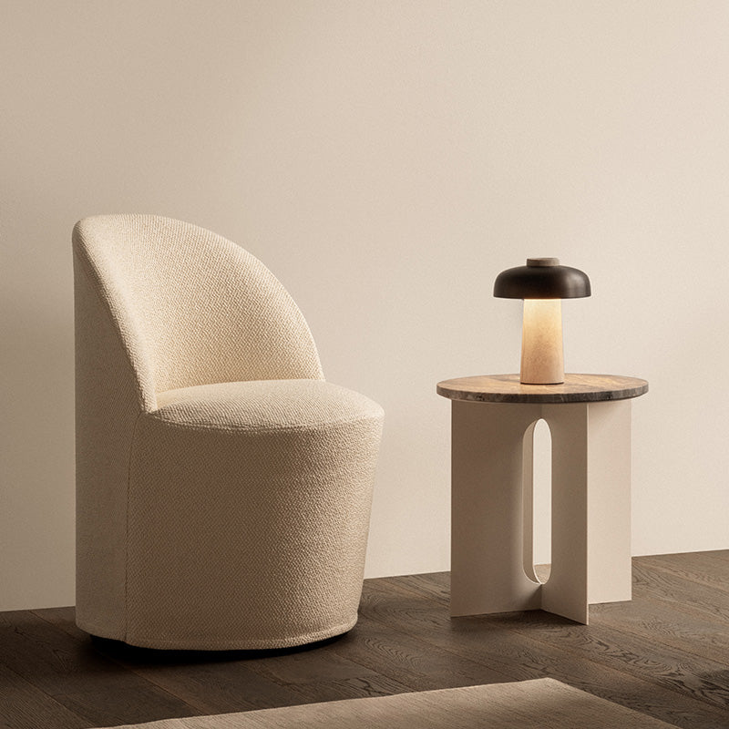 Audo Reverse Portable Table Lamp — lifestyle, with Tearoom Club Chair Swivel and Androgyne Side Table