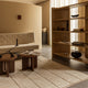 Audo Tile Rug with Crescent Shelving, Radiohus Sofa, Androgyne Side Table and Surround Vase — lifestyle