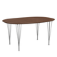 Fritz Hansen Superellipse Dining Table B612 in Clear Walnut Veneer Top with Chrome Legs — packshot
