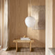 Carl Hansen MT221 Tulip Pendant 360mm with BM0488S bench — lifestyle, unlit