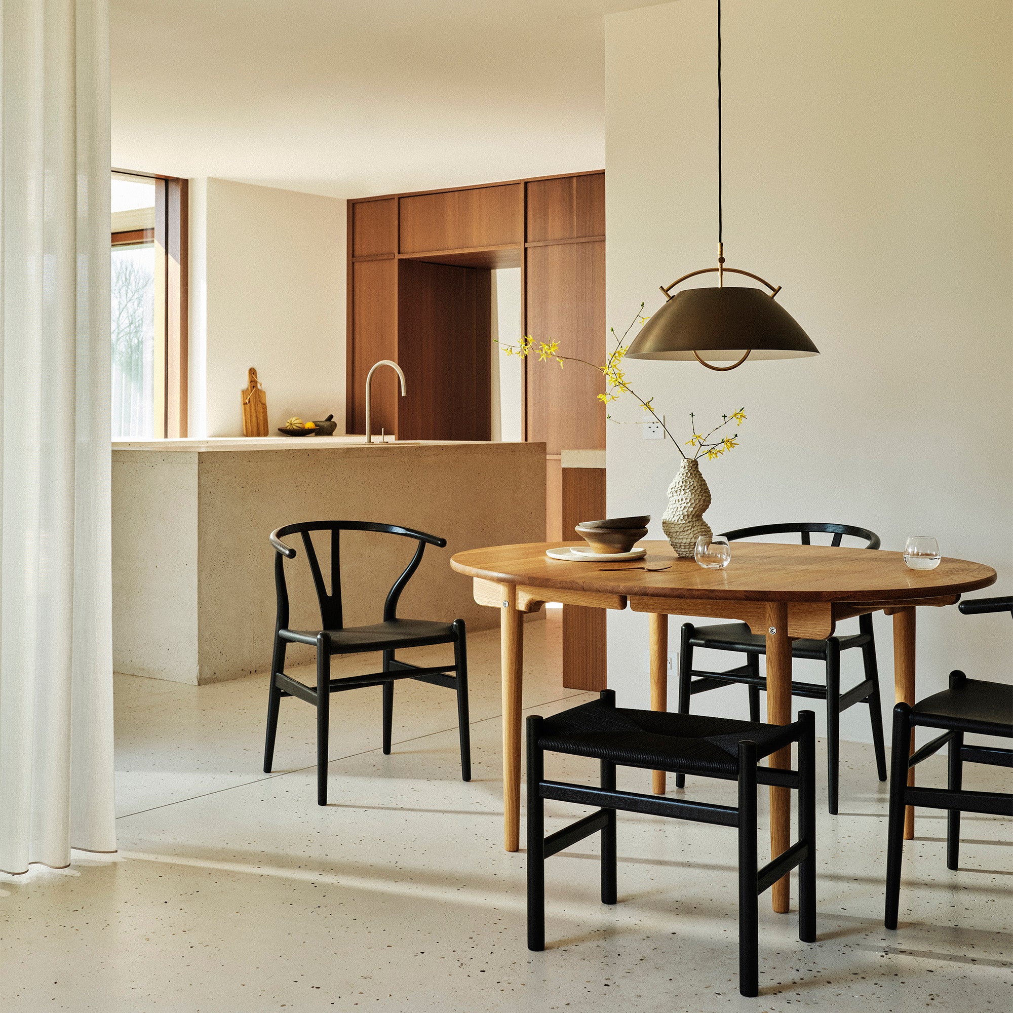 Carl Hansen CH24P in Black Oak and Thor 301 with CH337 table, HJW37 and CH53 — lifestyle