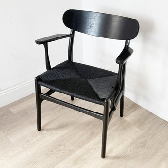 Carl Hansen CH26 Dining Chair Oak Black Lacquer Black Paper Cord - Ex-Display