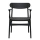 Carl Hansen CH26 Dining Chair in Oak Black Lacquer, black paper cord — packshot
