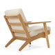 Carl Hansen CH290 Lounge Chair in Oak Oil, Bute Storr 1501 Eggshell — packshot, detail